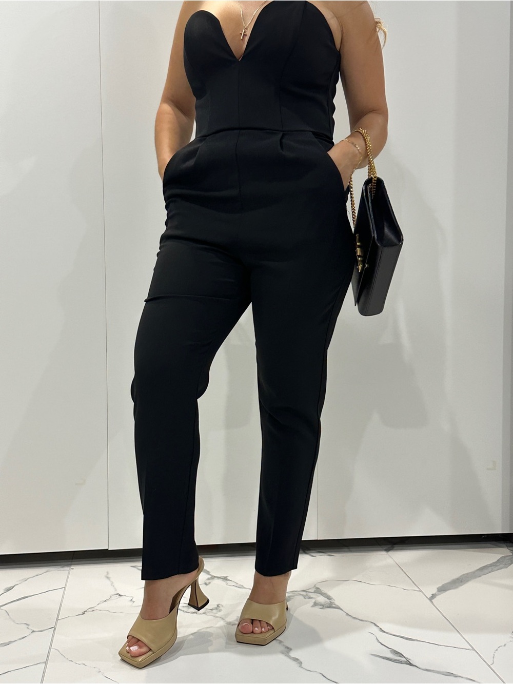 Amanda Uprichard Black Strapless Jumpsuit